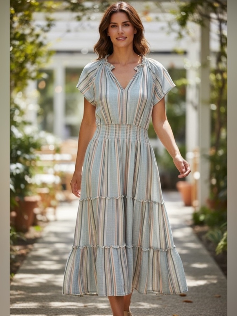 Rails Dress Sag Harbor Stripes nautical coastal beach midi dress small